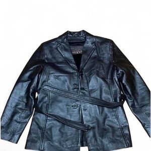 Carlo Bertini Piel Genuine Leather Jacket with belt Size XL extra large